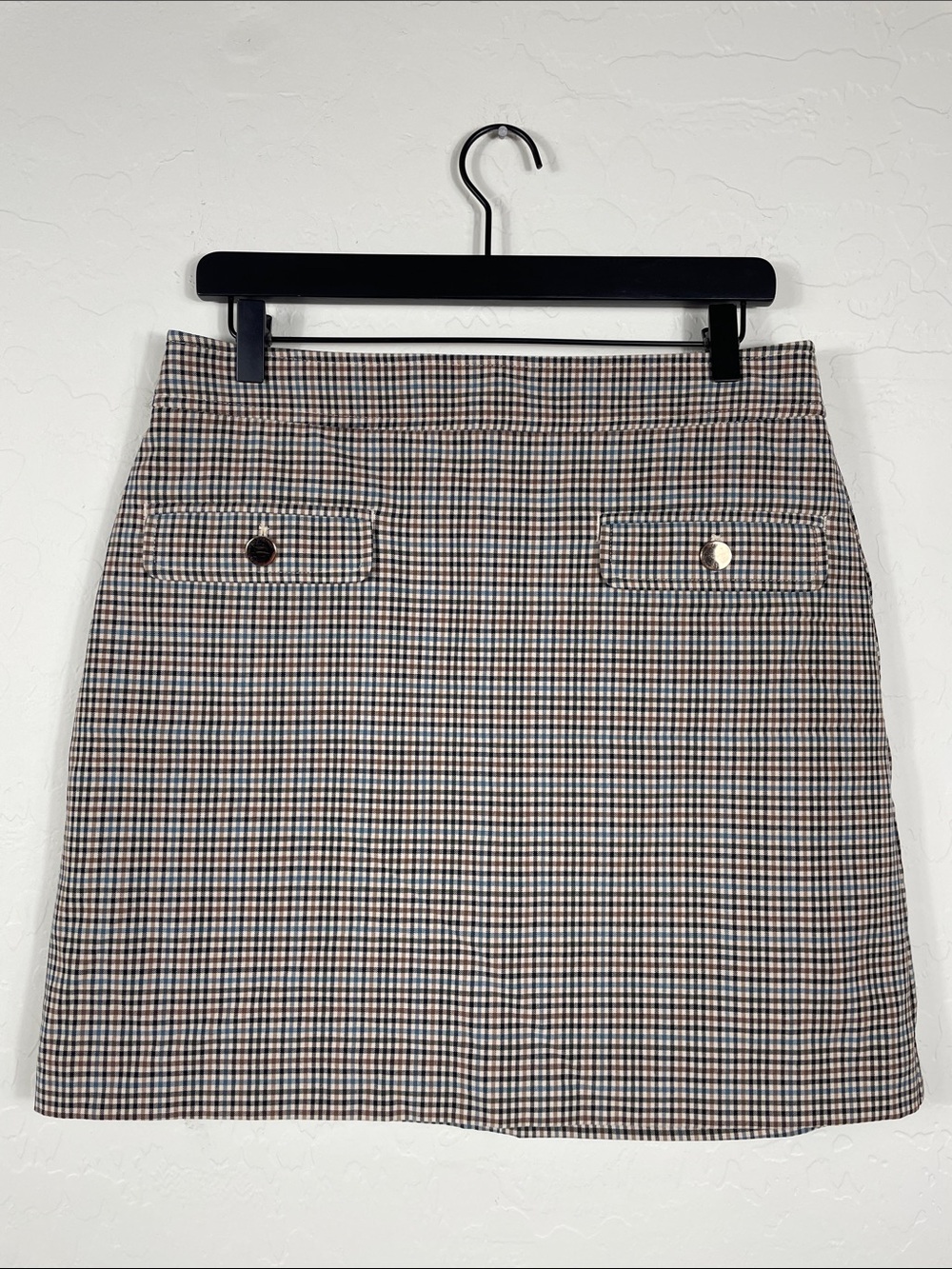 LOFT Plaid Mini Skirt in Brown and Cream